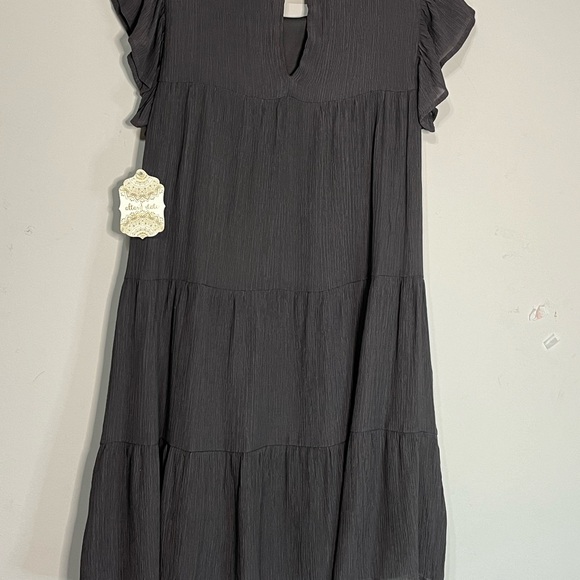 Altard state S NWT mini short sleeve ruffle Charcoal gray. (G) - Picture 5 of 5